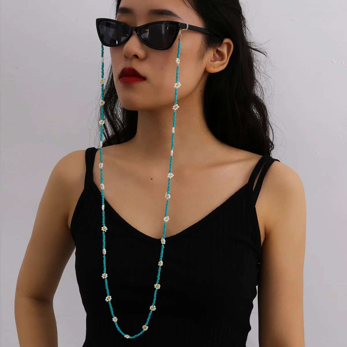 LIKGREAT 2 Pcs Eyeglass Sunglass Chain for Women Beaded Reading Glasses Cord 