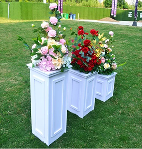 Wedding Hall Decoration PVC Carved Roman Columns Plinth White Cylinder Dessert Table Stand Flower Stand for Weddings Party