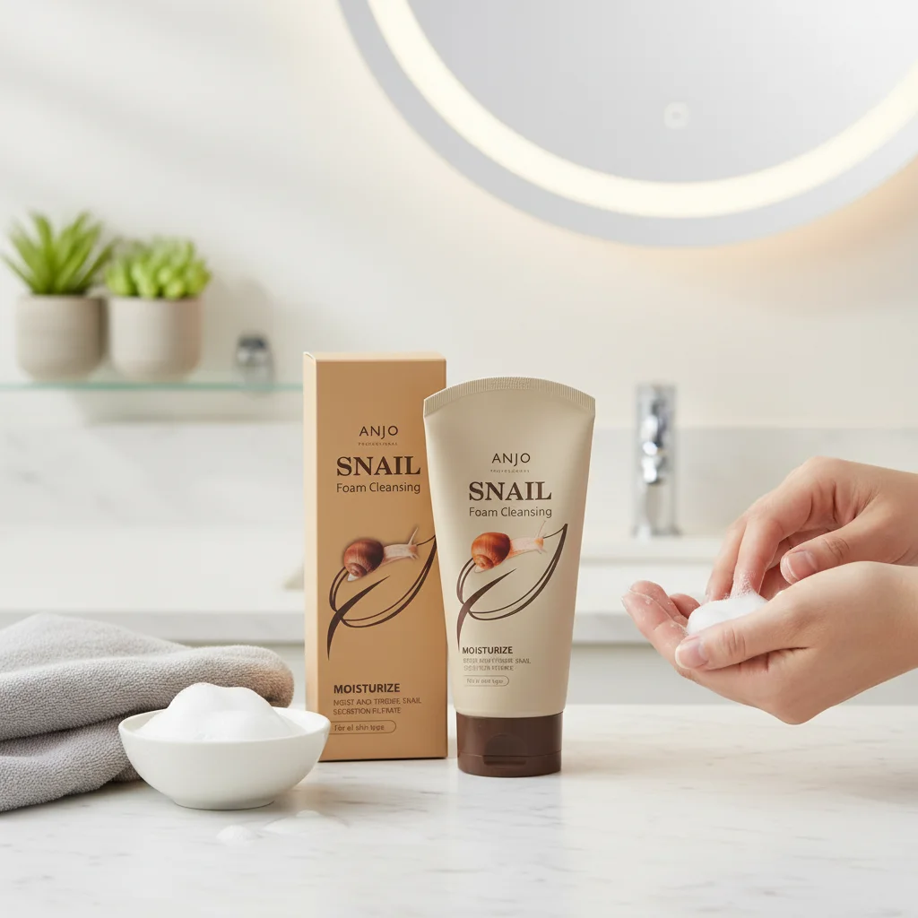 Anjo 150ml Snail Foam Cleanser for All Skin Types - Deep Cleansing