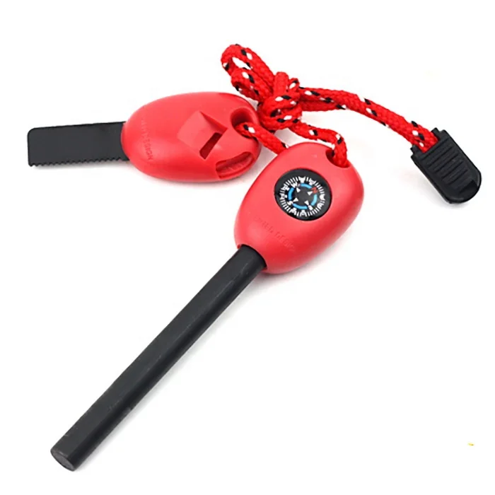 Waterproof Camping Compass Flint Fire Starter Striker For Survival Kit