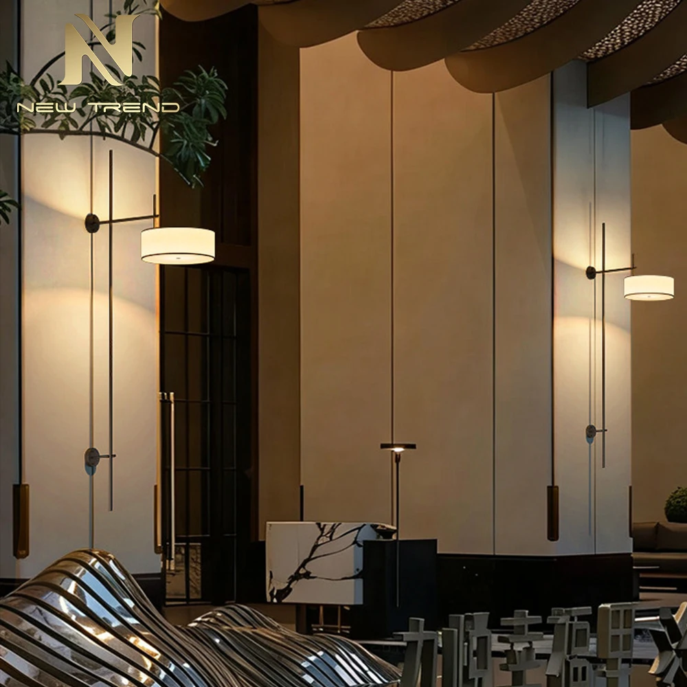 Applique murale noire linéaire moderne CPL-482 – Lampe à tube LED verticale minimaliste pour chambre d’hôtel