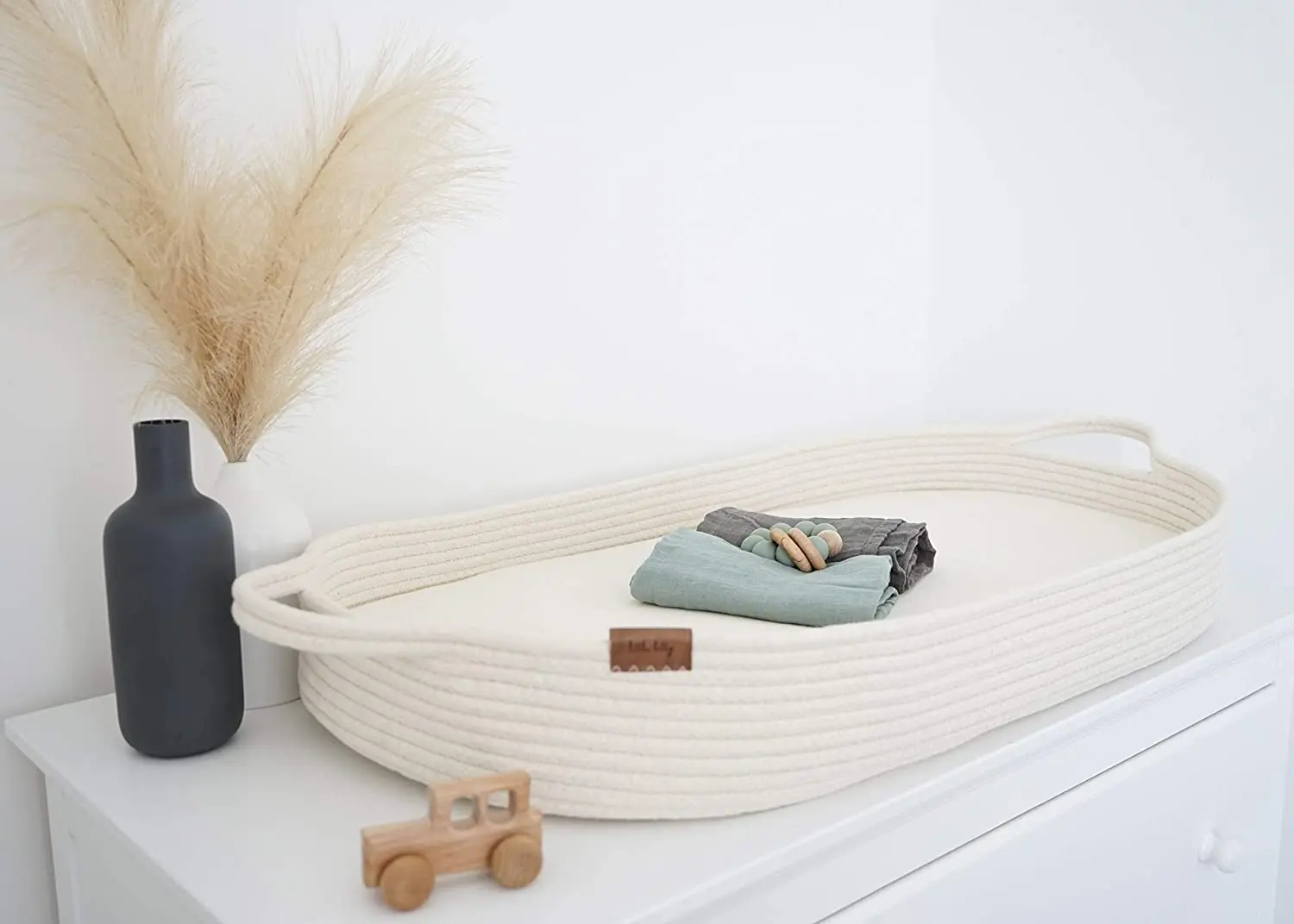 Ecofriendly Functional Baby Nappy Changing Moses Basket Foldable Cotton Rope Basket Foam