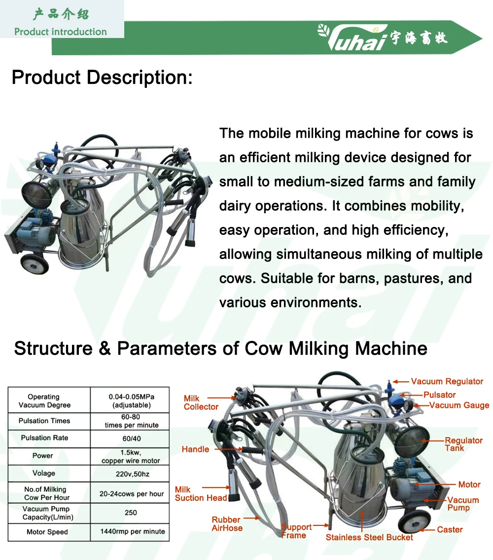 New Durable Fully Automatic Portable Milking Machine for Large Dairy Farms Mobile Apparatus for Cow Milking factory