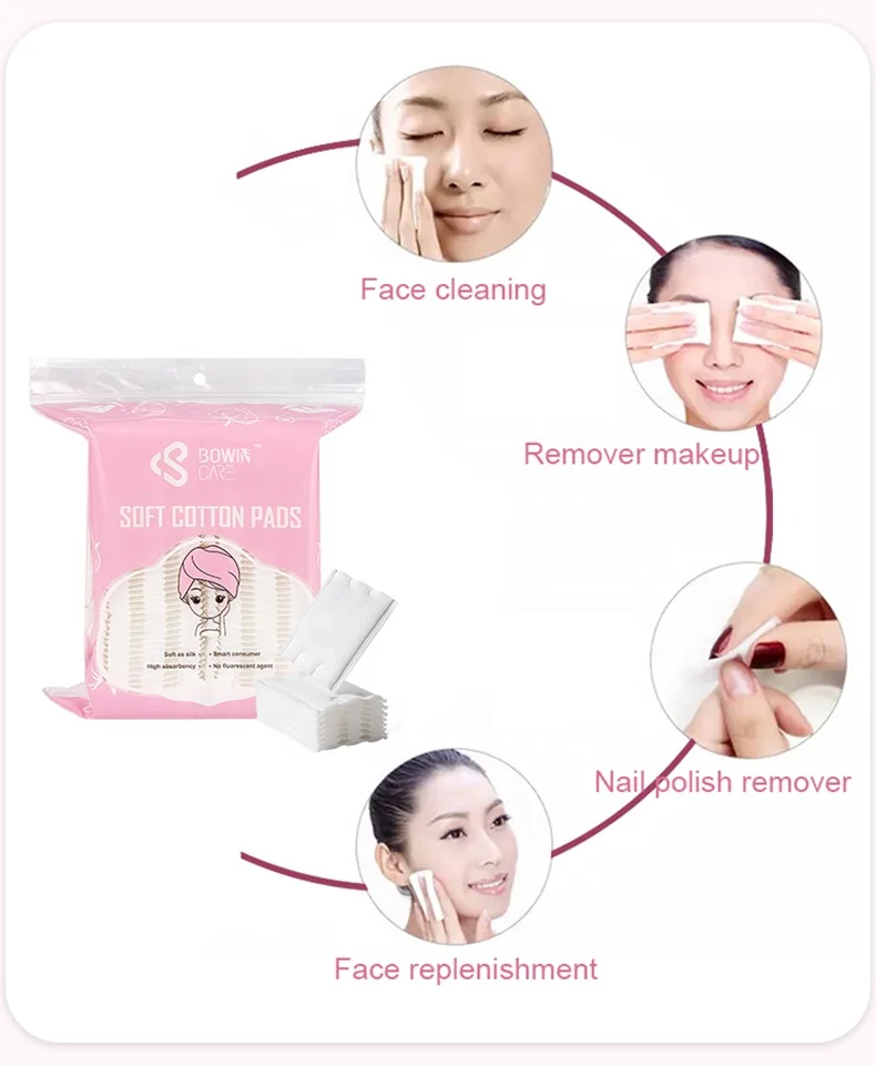 100pcs Disposable Cotton Facial Makeup Remover Pads Cosmetic Square ...