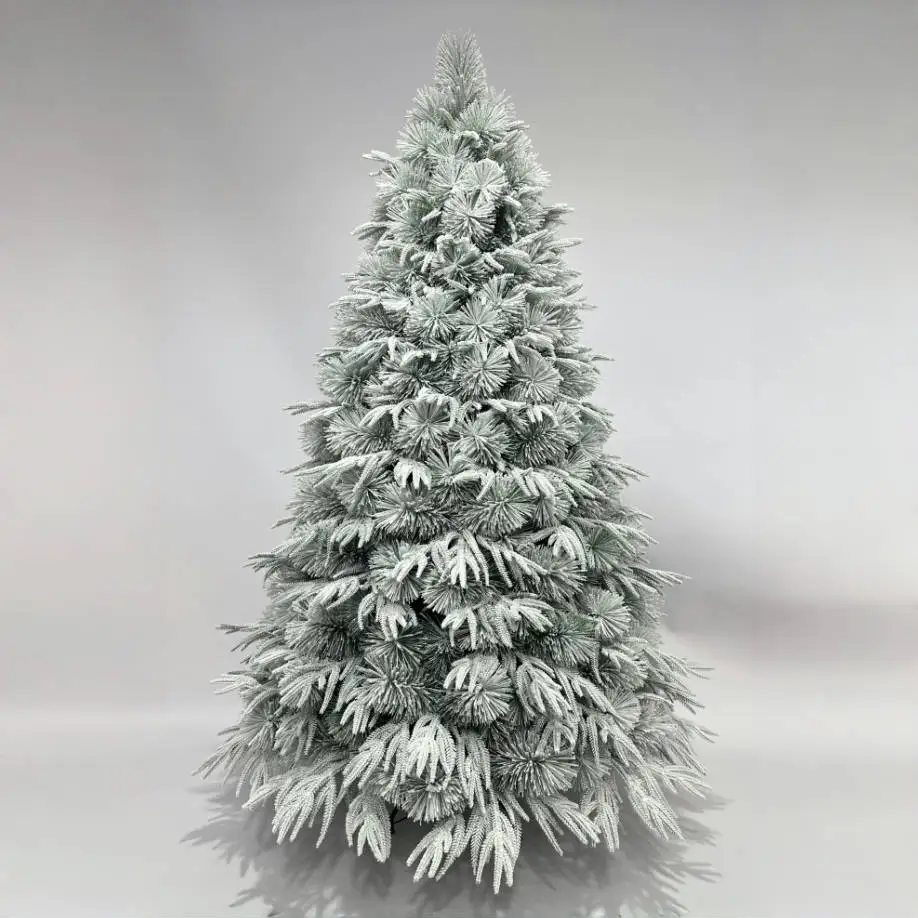 Premium Açıqlanmış Christmas Tree Sıcak Ev Dekorasyonu PET Çam ipliği PE Qarışığı Spruce Daxili Qar Flock Ucuz Qiymətli Ornaments