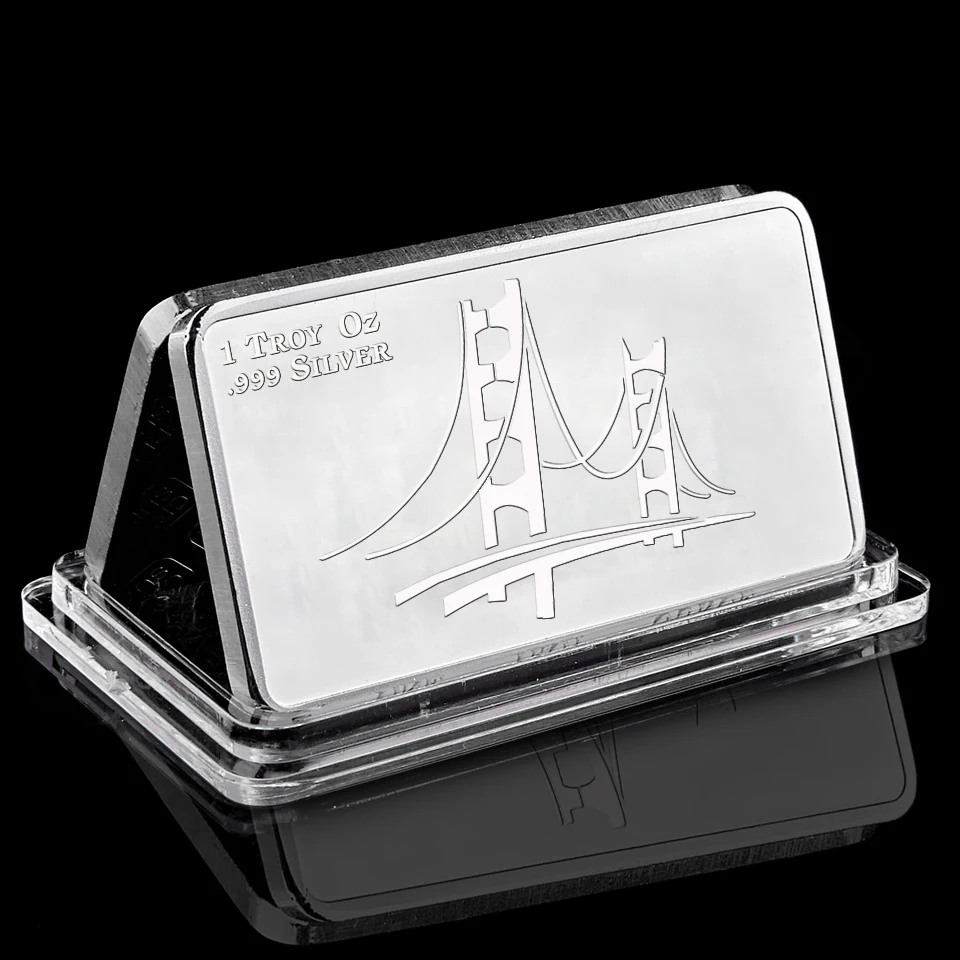 Free Design America Australia Spain Plated Silver Metal Ingot One Troy Ounce 1oz Fake Silver Ingot 1 kg 1 Gram