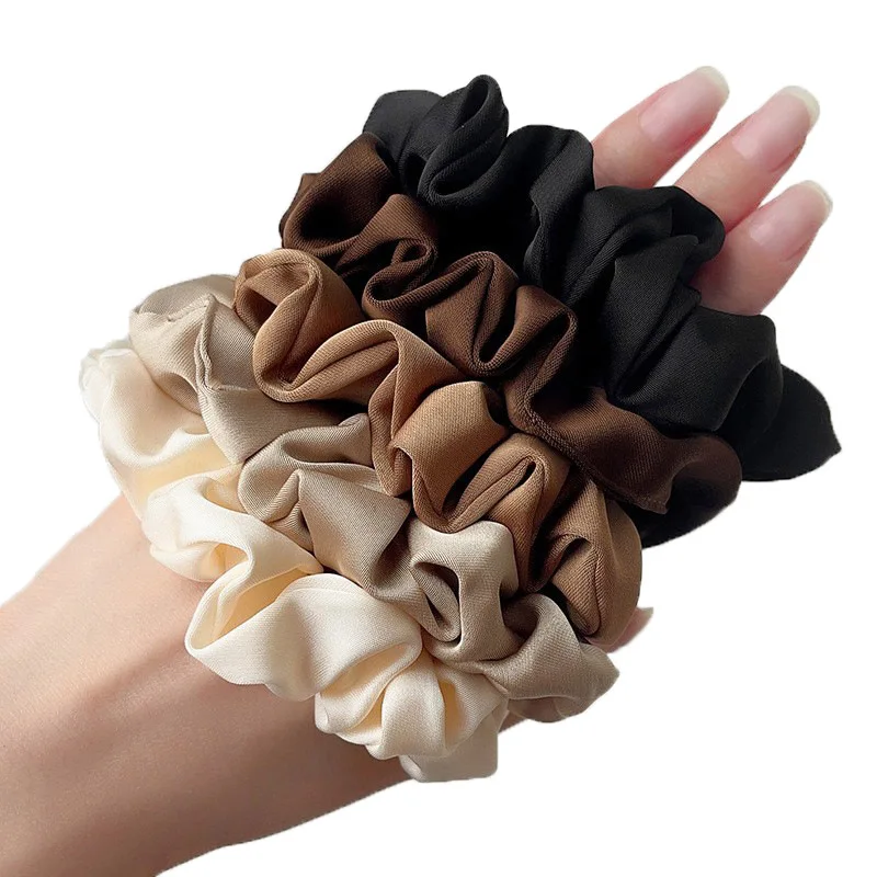 Elastic Skinny Silk Polyester Satin Vintage Printed European American Style Soft Ponytail Hair Ties Scrunchies for Women