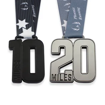 Antique silver 3D zinc alloy custom sports award marathon running medals