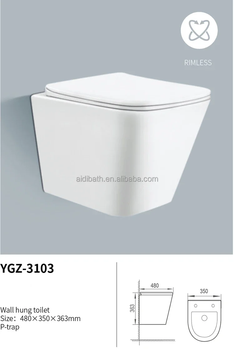 Aidibath Hot Square Shape Wall Hung Toilet Wash Down Style Ceramic Sanitary Ware Wall Hung Toilet supplier