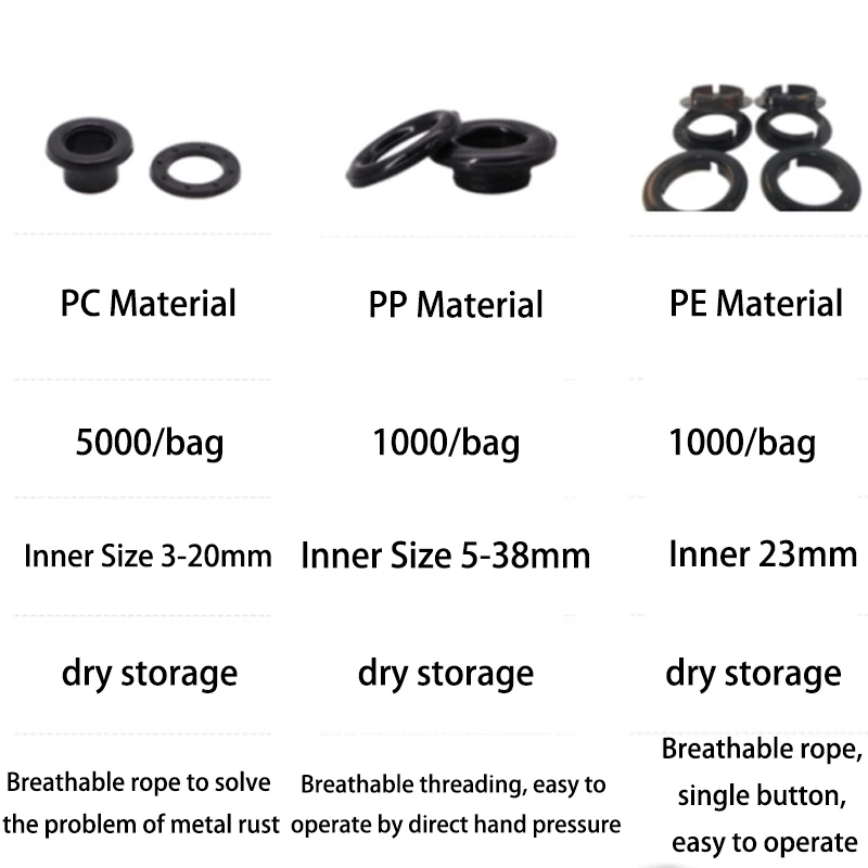 Black 45mm Snap Together Plastic Eyelets Plastic Self Sealing Snap