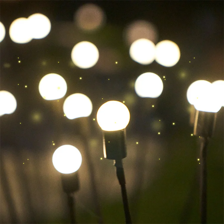 Twin Pack Starburst Swaying Solar Wind Blow Decorative Solar Garden Light Outdoor Waterproof Firefly Path Party Lamp Warm White