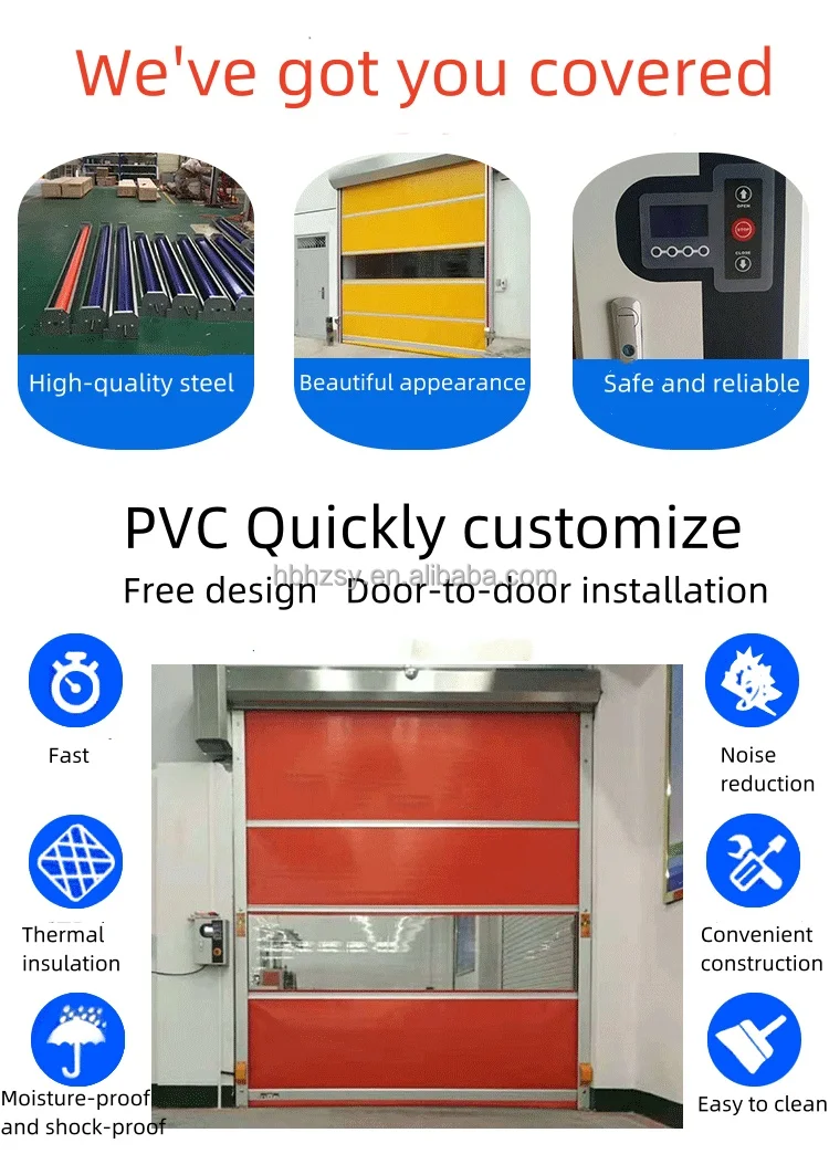 Industry Warehouse Pvc Plastic Fabric Curtain Clean Room High Quality Electric Fast Acting Pvc High Speed Roller Door