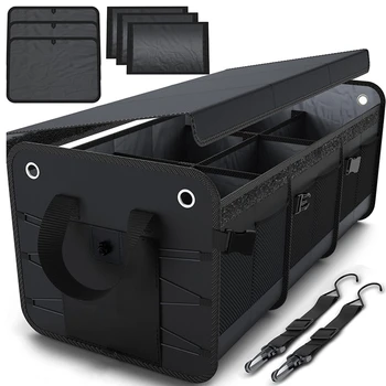 Factory Custom Collapsible Multi Compartment Car Organizer With Non Slip Bottom,Adjustable Securing Straps,Foldable Cover
