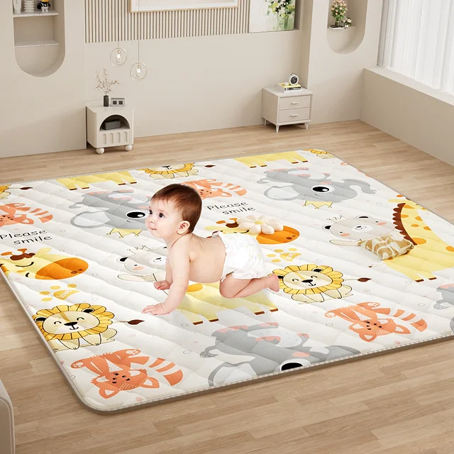 Custom 2cm Thick Cotton Cartoon Baby Mat Foldable Washable Baby Playpen Mat for Children