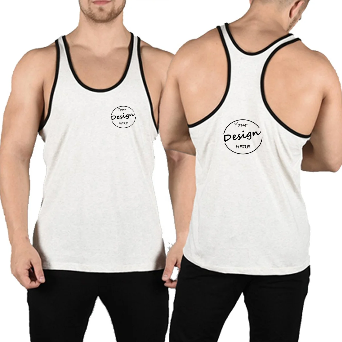 Wholesale Contrast Brim Men’s Tank Top Blank Sleeveless Jogging Wear Men Tank Top Active Tank Top for Men