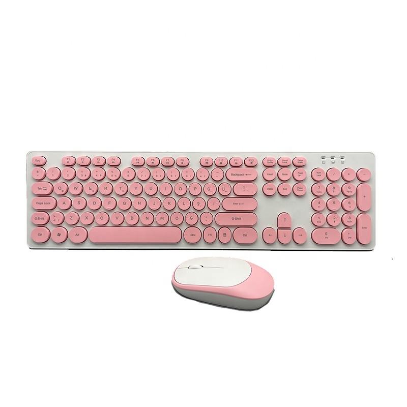 Модные яркие 2,4G Беспроводная клавиатура и мышь комбо мультимедиа турецкий/США/Испанский макет молчание Ретро Ключи KMSW-103R