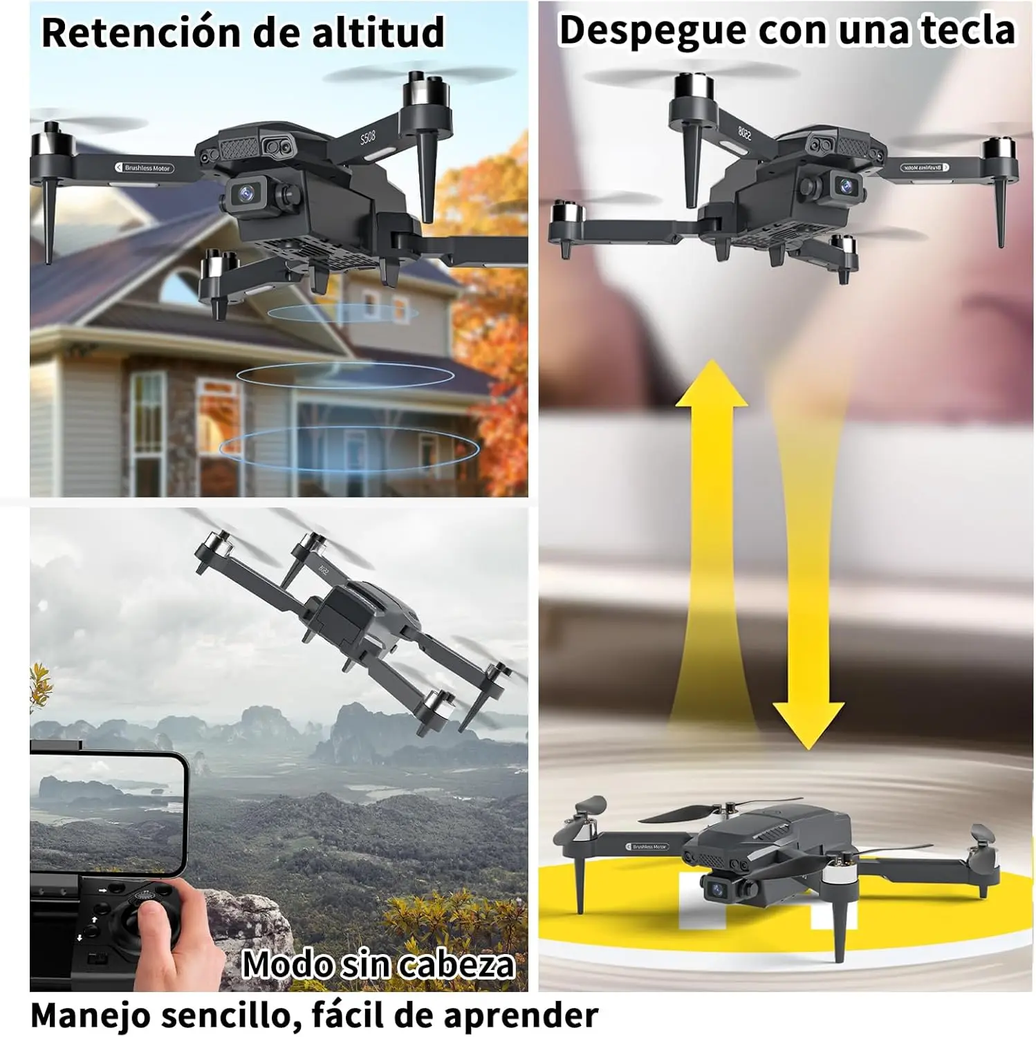Dwi Dowellin 90°Adjustable Camera Mini Drone FPV RC Quadcopter Remote Control Helicopter Beginners 720P Resolution Batteries