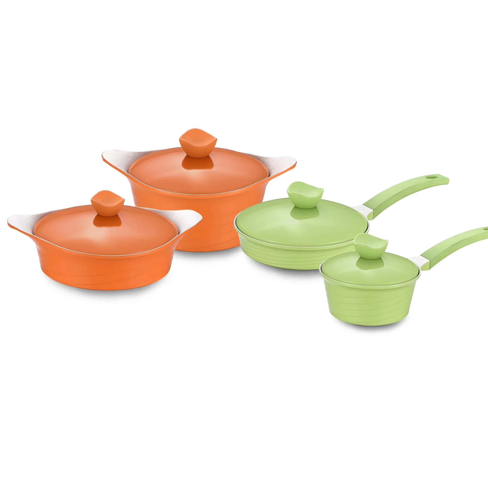 Bright Color Nonstick Casseroles Pot Saucepan  Frying Pan Big Cooking Pots Die Cast Aluminium Cookware Set