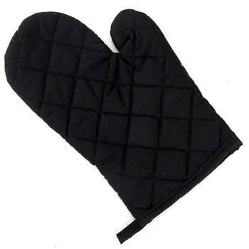 For Grilling Cooking Microwave BBQ Baking Black Oven Mitts Cotton with Soft Inner Lining Heat Resistance Cotton Gloves