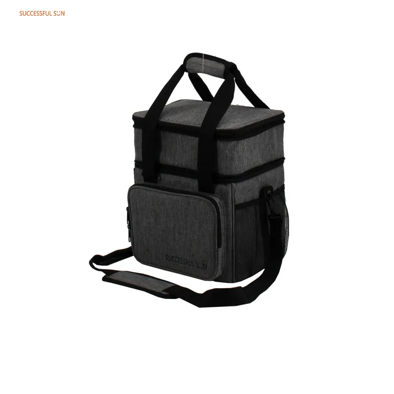 product customized double compartment insulated lunch cooler bag for men and women with shoulder strap medium cooler bag-8