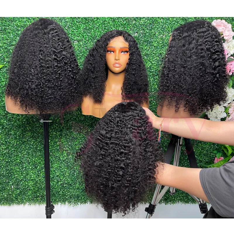 Cheap Natural Color Burmese Curly 4x4 Lace Closure Human Hair Wigs Raw