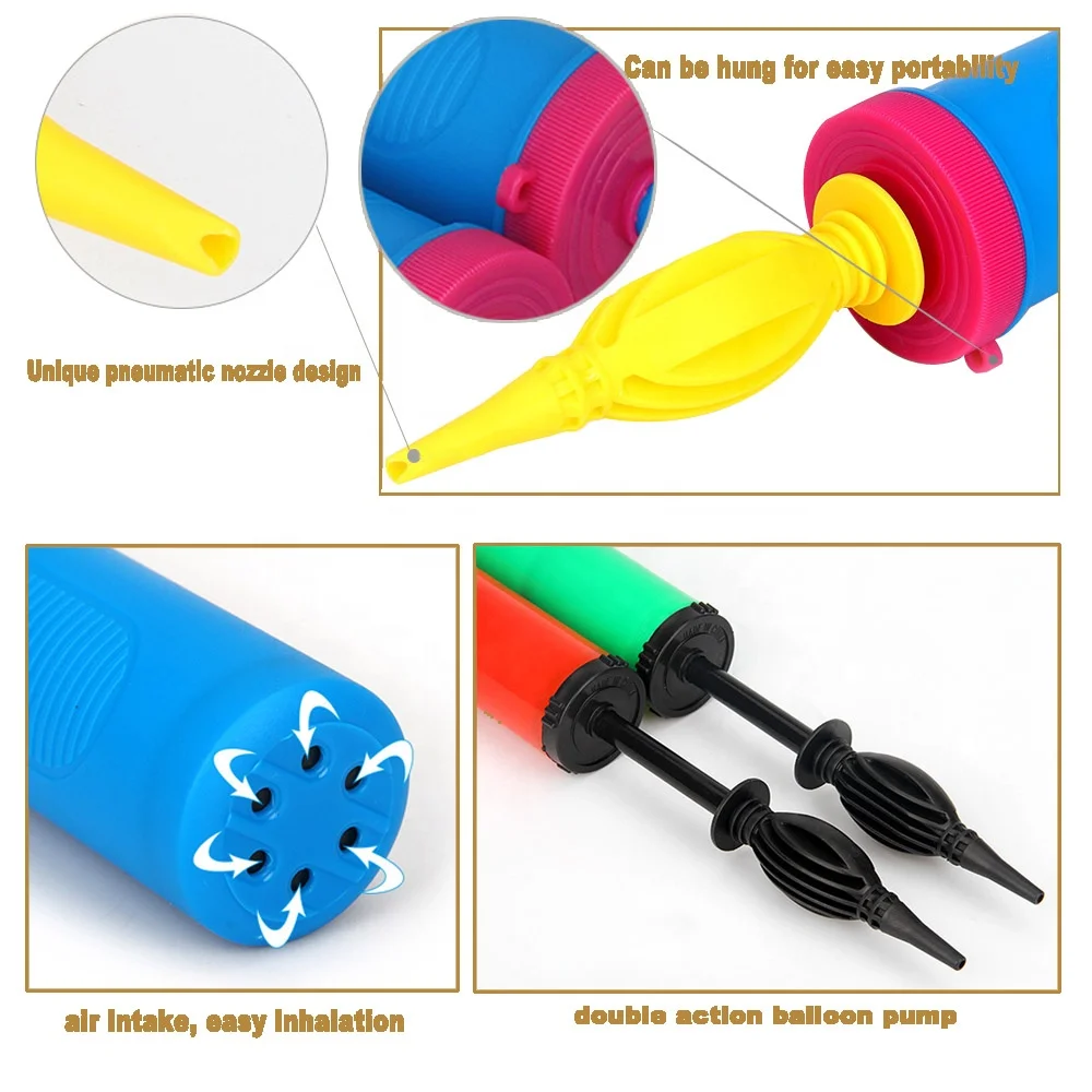 Professional Green Purple Double Hand Held Balloon Pump Inflator
