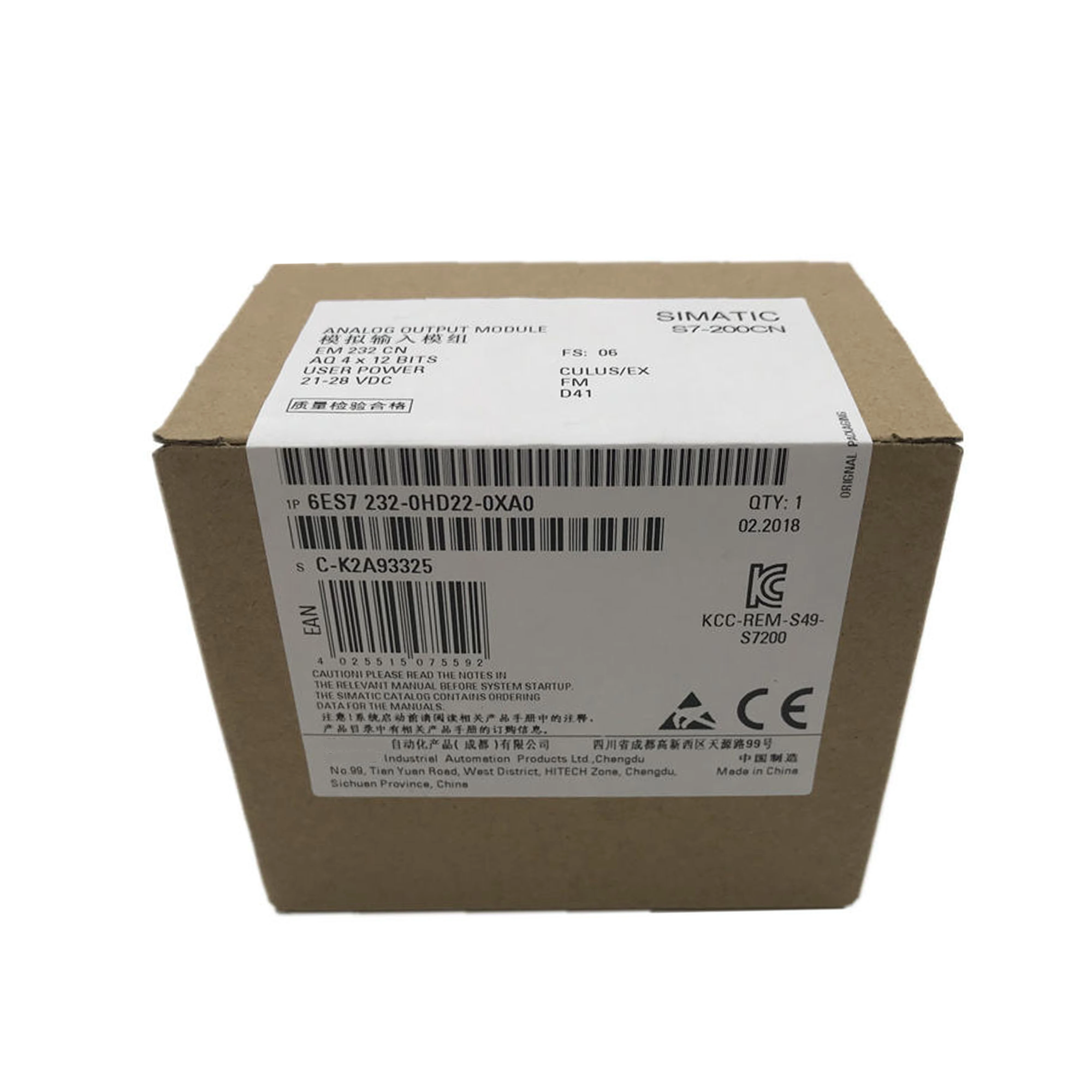 नया मूल 6ES7232-0HD22-0XA0 6es72320hd220xa0 SIMATIC S7-200 एनालॉग आउटपुट मॉड्यूल, गोदाम में स्टॉक