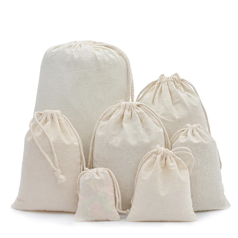 Eco Friendly Cotton Pouch Muslin Sachet Bag Reusable Natural Cotton