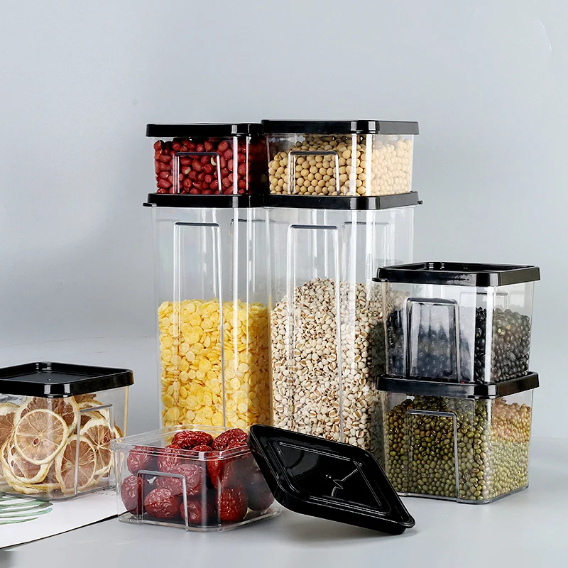 Food Storage Container Transparent Plastic Tank Multigrain Sealed Cans  Kitchen