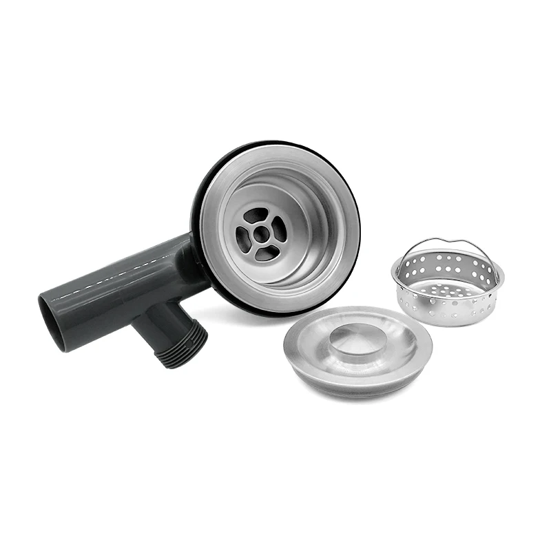 product hot sale ss sealing lid strainer waste with removable deep waste basket assembly  drain spoon cup with overflow water264-4