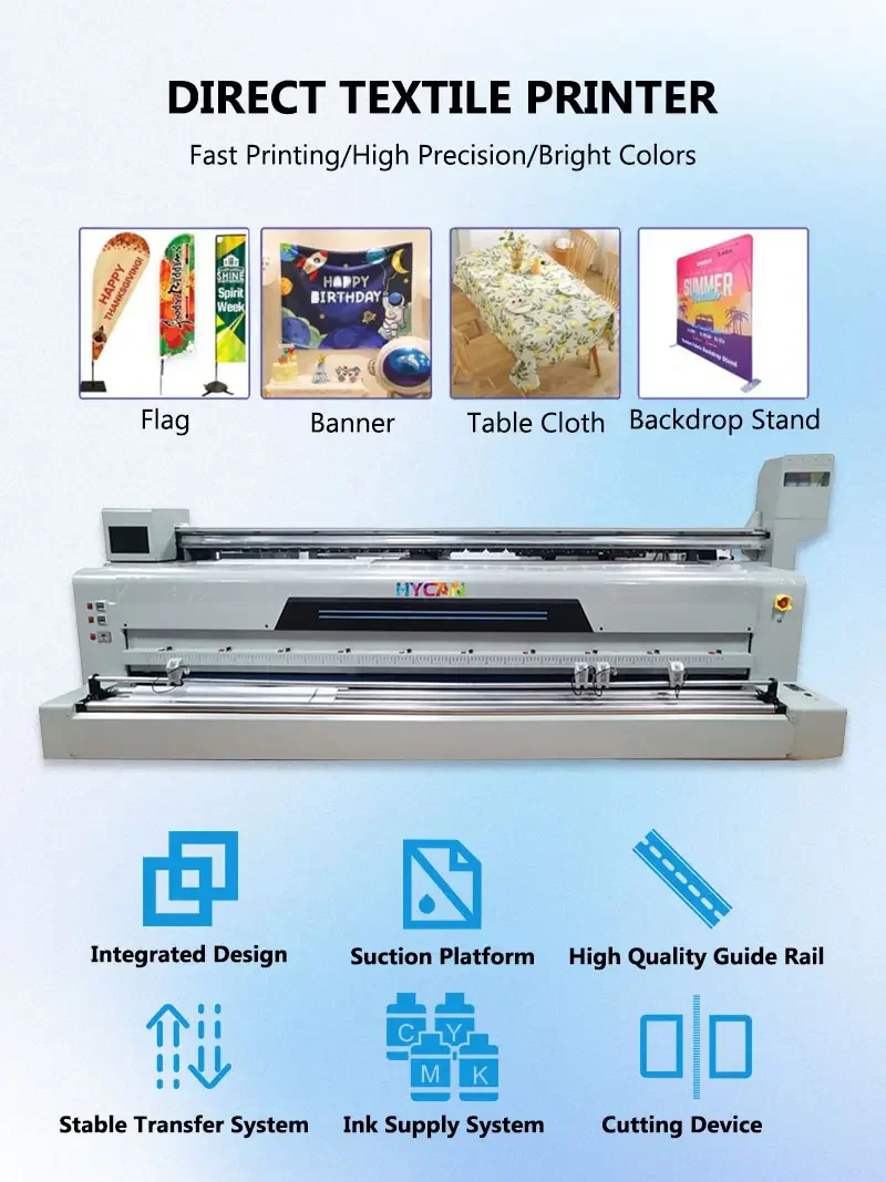 Custom I3200A1 4 Head 3.2m All in One Outdoor Canvas Advertising Inkjet Flag Fabric Textile Printing Machine