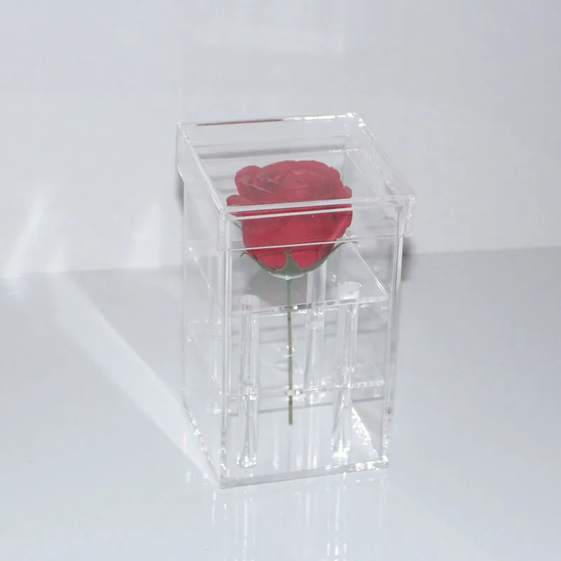 Wholesale 16 Roses Transparent Plexiglass Flower Box Custom clear ...