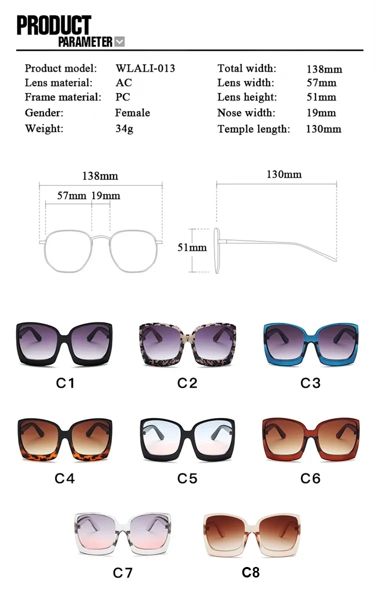 Luxury Over Size Female Shades Sunglasses Womens Pc Big Frame Sun ...