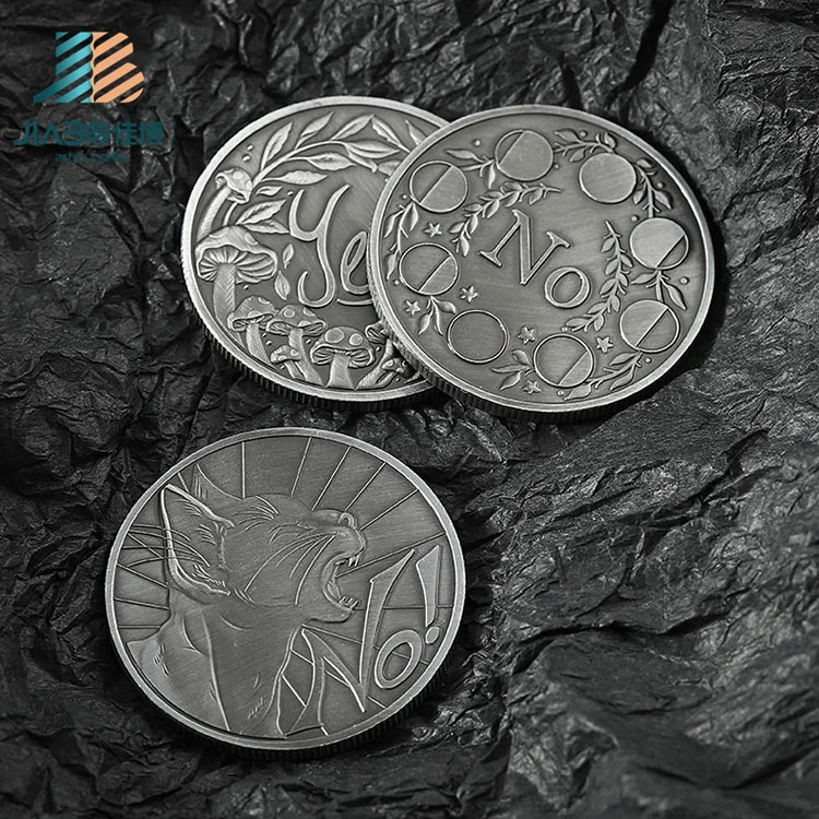 Jiabo Cheap Custom Made Yes No Metal Antique Old Silver 3d Dice Game Coin