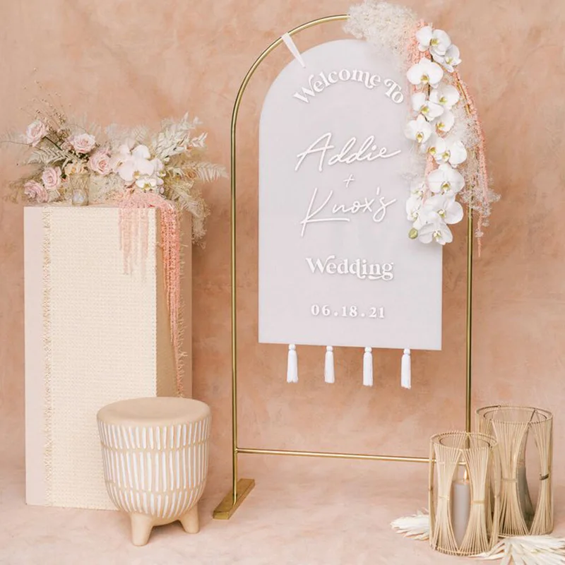 Custom Metal Frame Welcome Stand Sign Wedding Ceremony Welcome Sign Stand for Reception