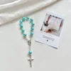 8 pct blue pearl cross