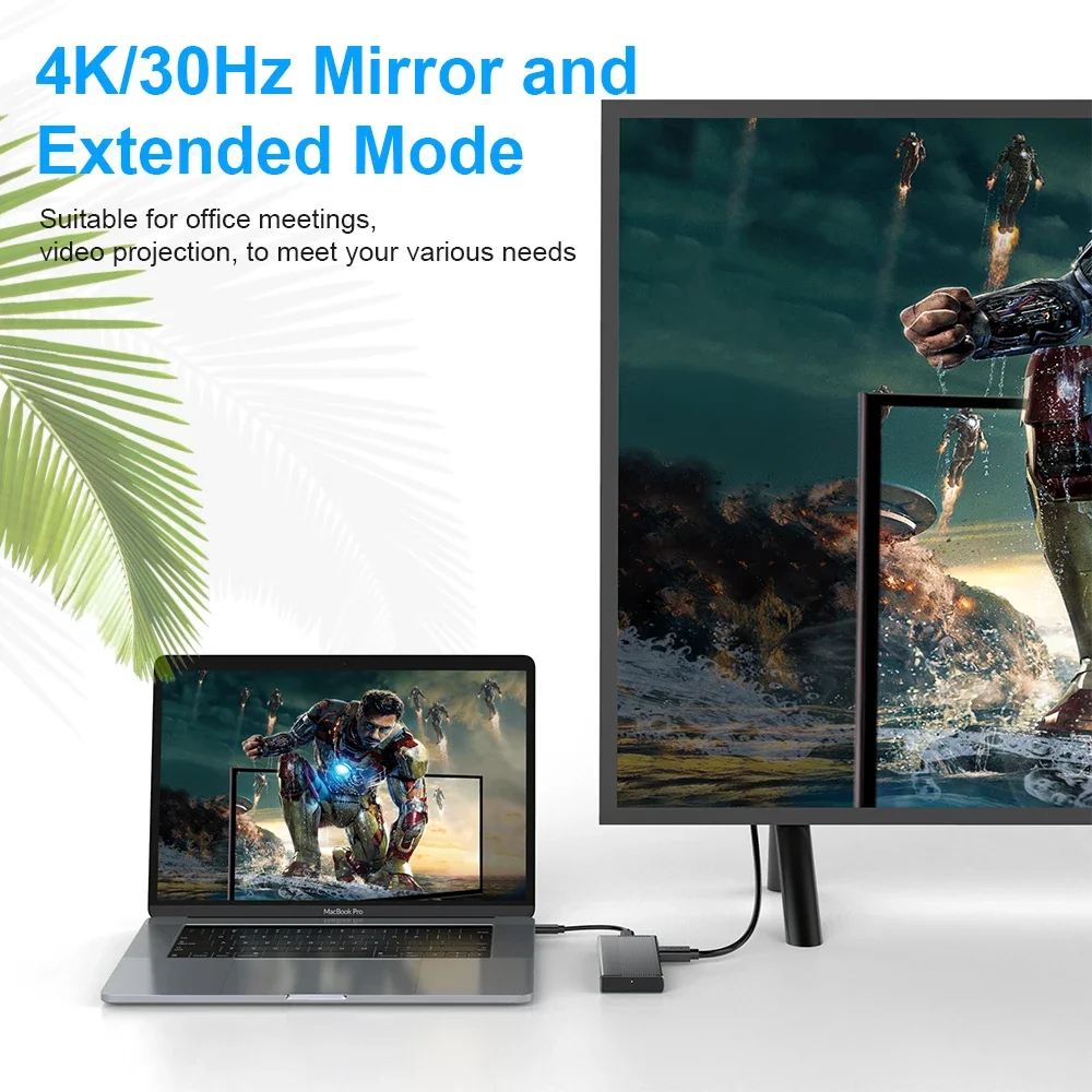 10Gbps Type C 4K HD RJ45 1000Mbps USB C Hub With Built in M.2 Ssd Enclosure 6 in 1 Docking Station