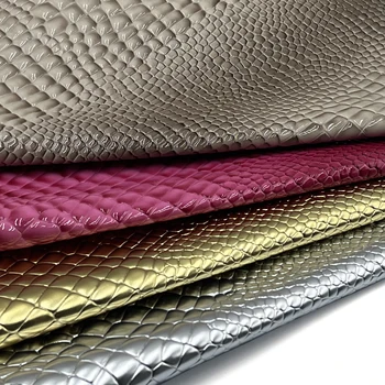 Embossed Checkered Pattern PU Leather Fabric for Travel Bags Clutches Decorations and Upholstery