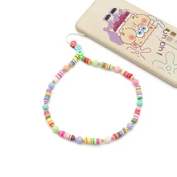 Модный акриловый чехол для телефона с жемчужными бусинами DIY, цепочка на запястье, милая девушка, красочные глиняные бусины, аксессуары для чехла мобильного телефона