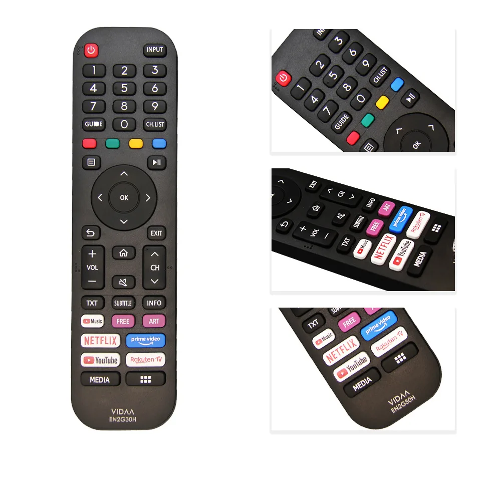 Replacement EN2B30H ABS LED LCD Fixed Code Remote Control Compatible Hisense Vidaa Smart TV for Home Use 1-Year Certified RoHS