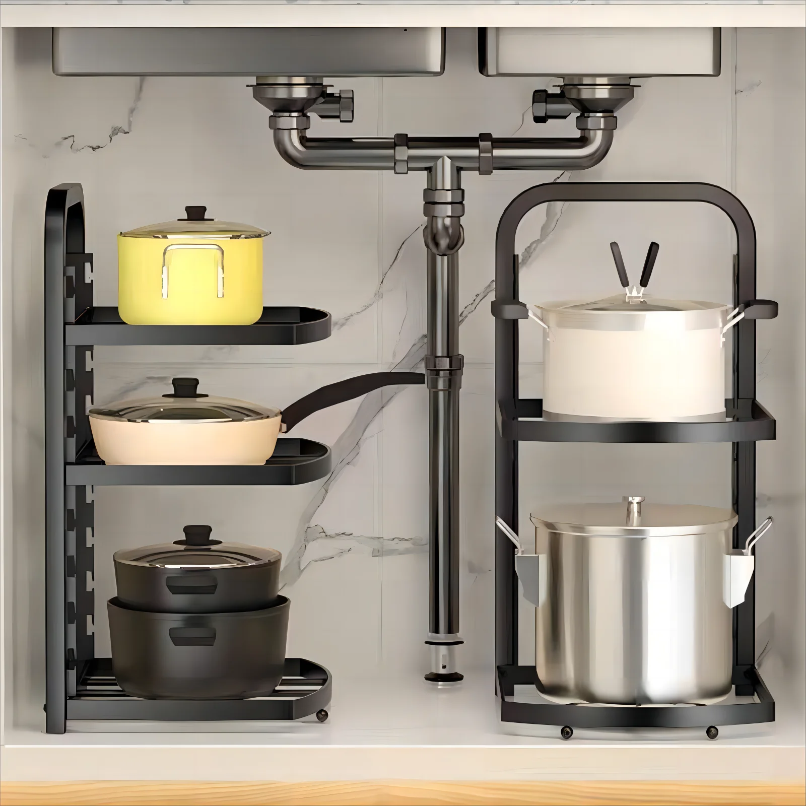 Carbon Steel Pot Holder Cooker Storage Shelf Multilayer Rack Adjustable   H8ddbb3425b164040b5b38e9d894a85dek 