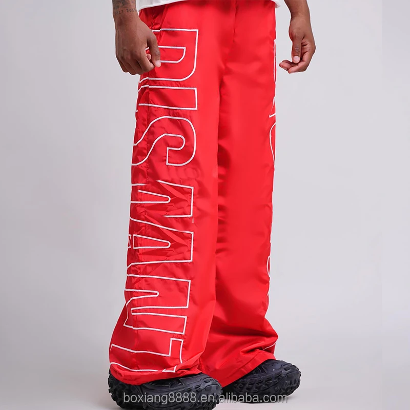 Custom Logo High Quality Streetwear 3D Embroidery Wide Leg Pants