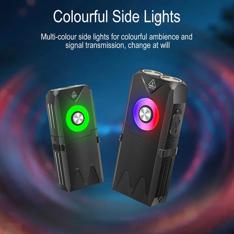 SZFEIC EDC Keychain Flashlight, 260 Lumens Rechargeable Mini Flashlight