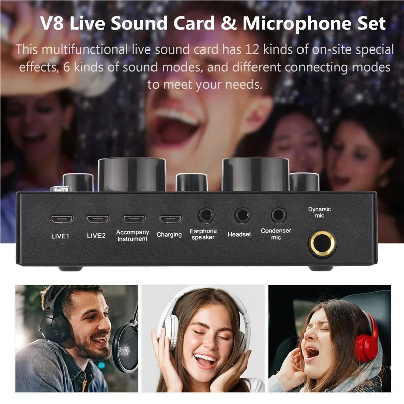 BM800 Microphone Studio Podcast Microphone Kits with V8 Sound Card Condenser Microfone for PC Wired Pink Color Mic Hand No Wifi