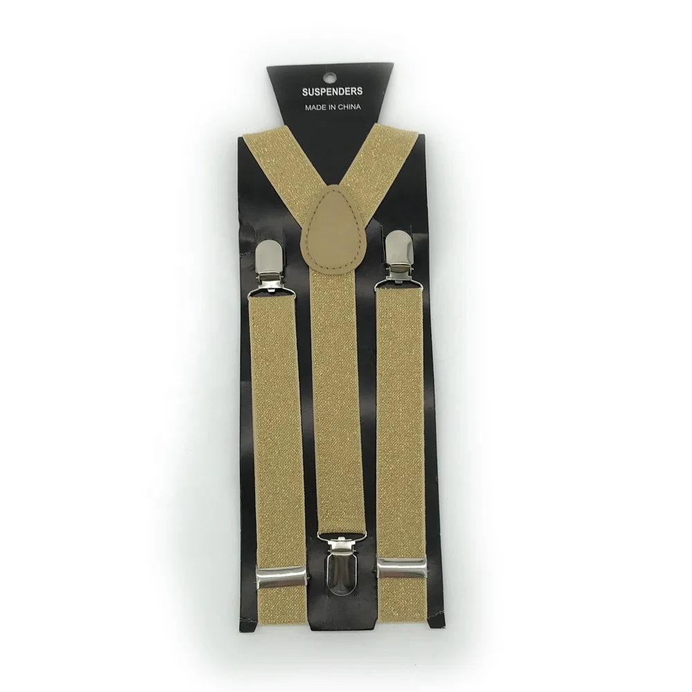 Polyester Suspender golden and argent sparkling stretchable suspenders for party
