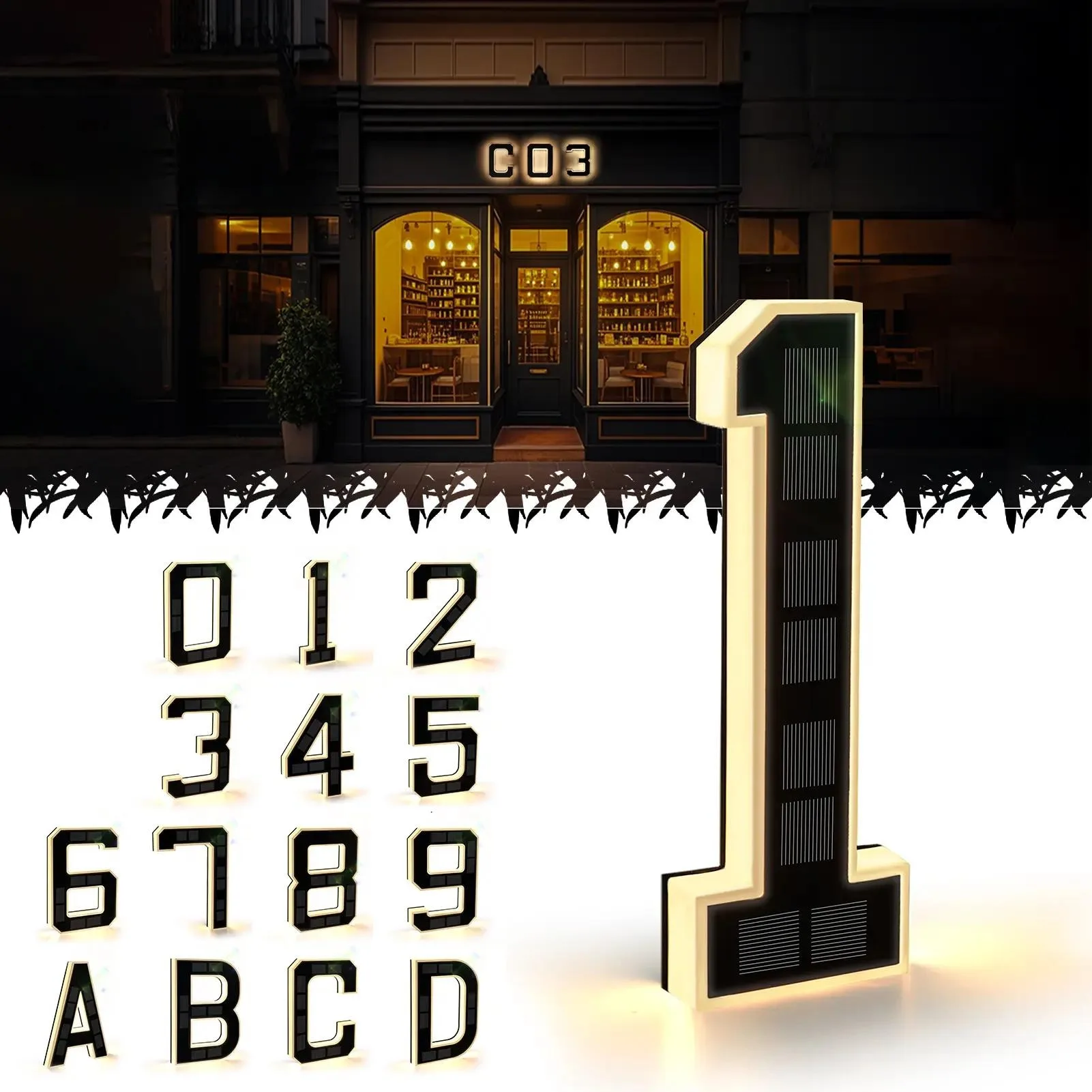 Waterproof LED Solar Address Number Sign