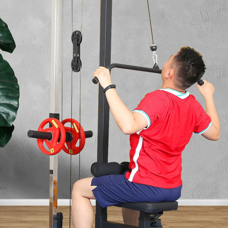 ステーショナリー ラットプルダウンマシン | 椅子用ロウと腹筋ストラップ付