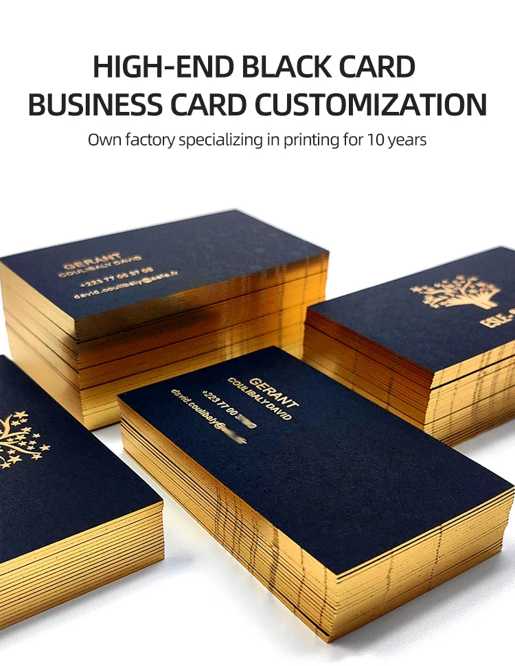 Custom Luxury Black Card Business Cards with Gold Foil
