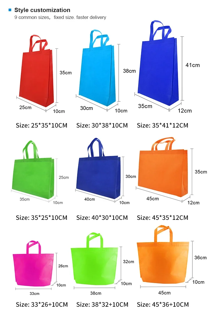 Hot Sale Personalized Logo Size Printed Eco Friendly Recyclable Reusable Plain Large Grocery Portable Non Woven Bag factory