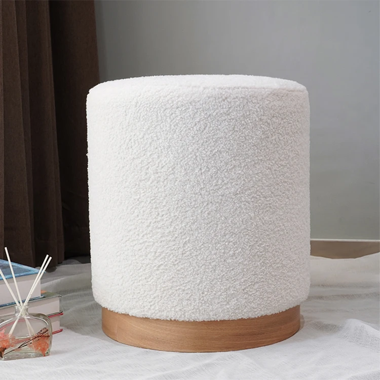 Velvet Stool Soft Ottoman Round Stool Pouffe Ottoman Footstool Blue Velvet Ottoman